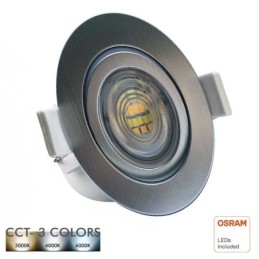 LED Strahler Downlight Schwenkbar Rund Grau Gebürstet 7W - OSRAM CHIP - CCT