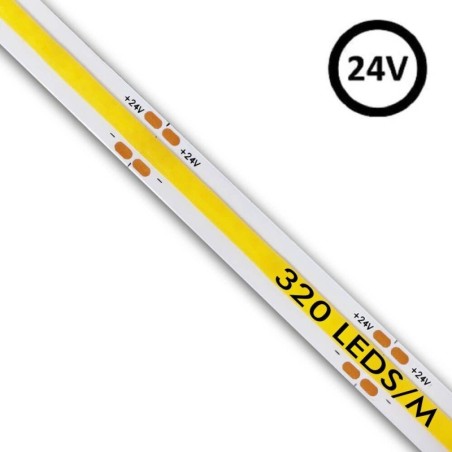 LED COB Streifen 24V | 320 LED/m | 5m | FLIP CHIP | 1200Lm |12W/M | CRI90 | IP20