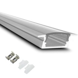 Aluminiumprofil - 2 Meter -Wings- Zum Einbetten - TRANSPARENTE ABDECKUNG