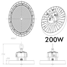 LED Hallenstrahler 200W 180LM UFO ITALY PHILIPS XITANIUM - 1-10V DIM