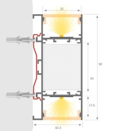 LED Wandleuchte Lineare - WASHINGTON SCHWARZ - 0,5m - 1m - 1,5m - 2m - IP54