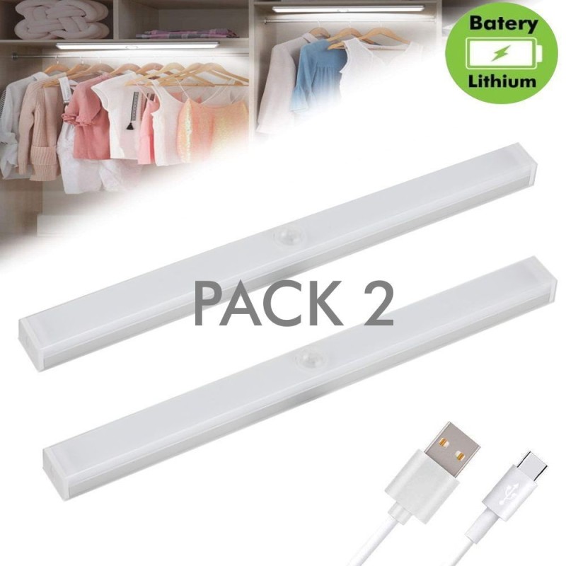 Pack 2 – Magnetische LED-Schrankbeleuchtung – Bewegungssensor – Lit  Lichtfarbe Warmes Weiß - 3000K