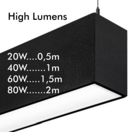 Linearlampe Pendelleuchte LED - MÜNCHEN SCHWARZ - 0,5m - 1m - 1,5m - 2m - IP54