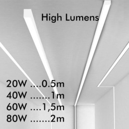 Lineare LED - Deckenaufbauleuchte - MÜNCHEN WEISS - 0,5m - 1m - 1,5m - 2m - IP54