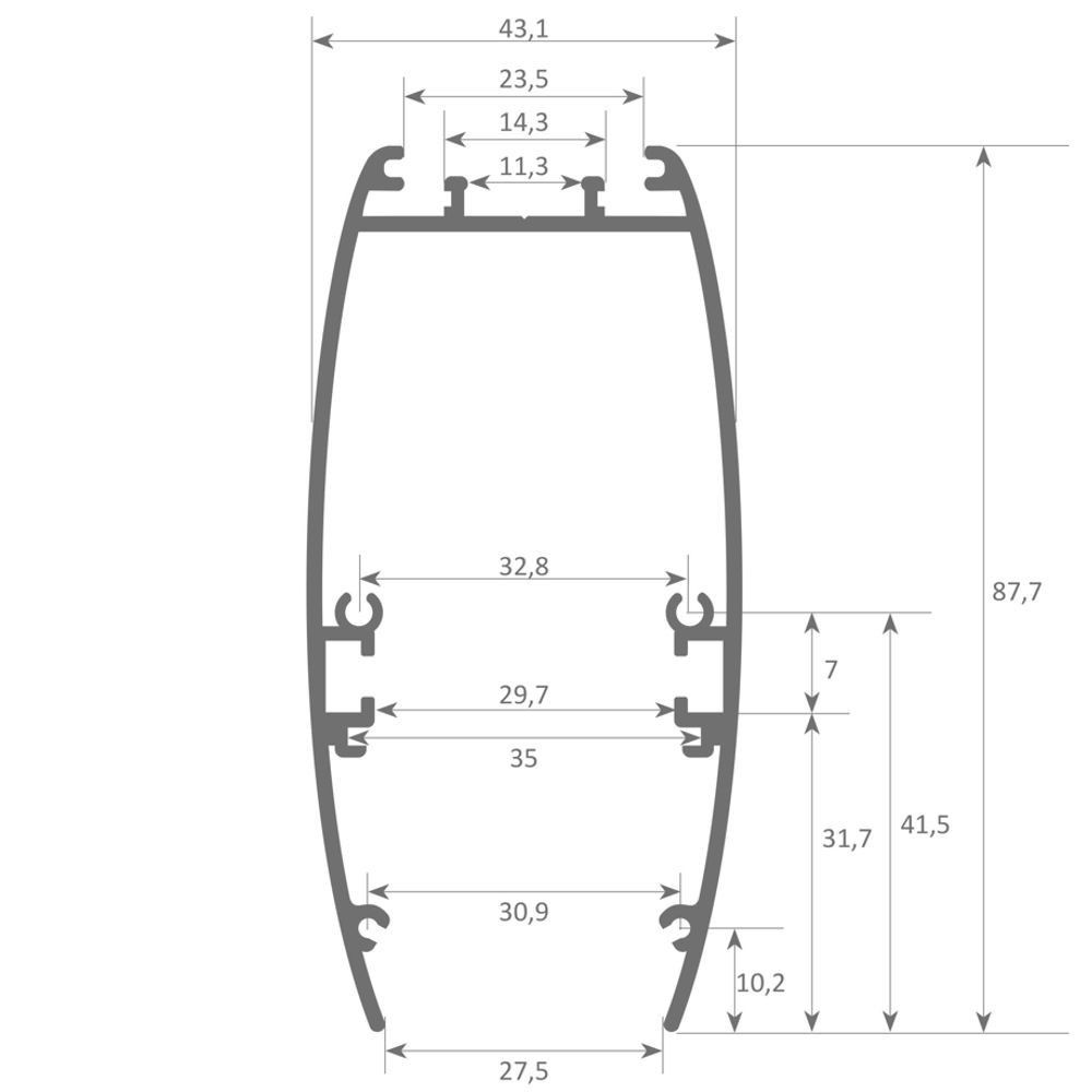 Lampada lineare Sospensione LED - RICHARD Elfenbein - 0.5m - 1m - 1 Lang  1m