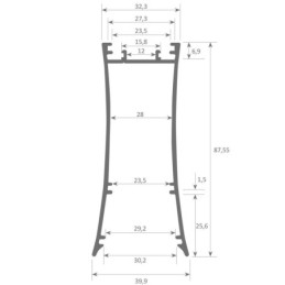 Lineare LED - Deckenaufbauleuchte - LOLA Azurblau - 0,5 m - 1m - 1,5m - 2m