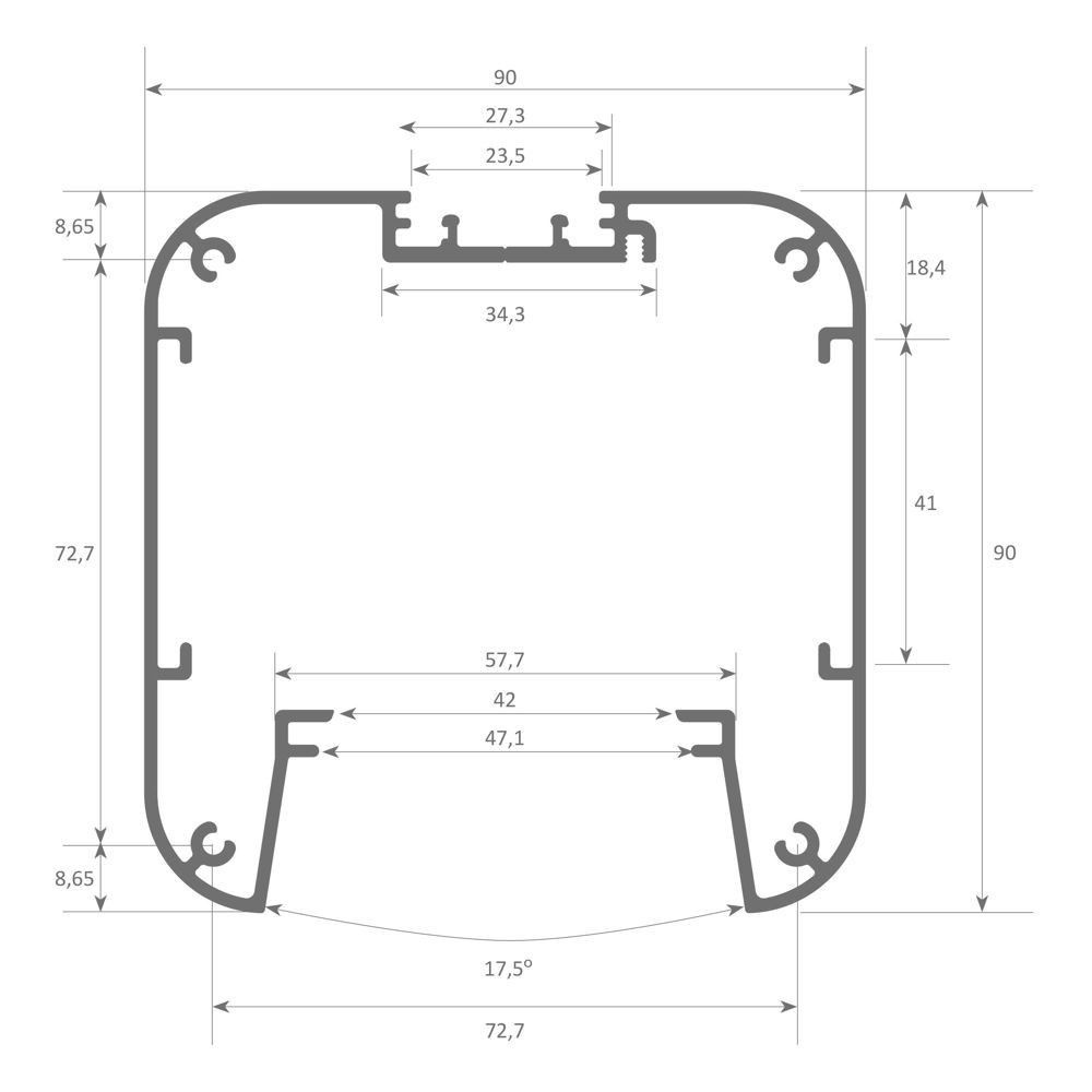 Plafoniera LED lineare - ANTONIO Grigio pietra- 0.5m - 1m - 1.5m