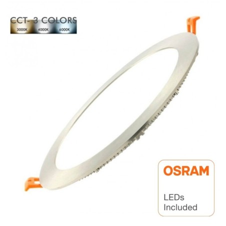 LED Einbauleuchte Rund 20W Silber Rahmen - CCT - OSRAM CHIP DURIS E 2835
