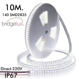 LED-Streifen 220V | 140xLED/m | 10m | SMD2835 | 2566Lm/M| 19W/M | IP67