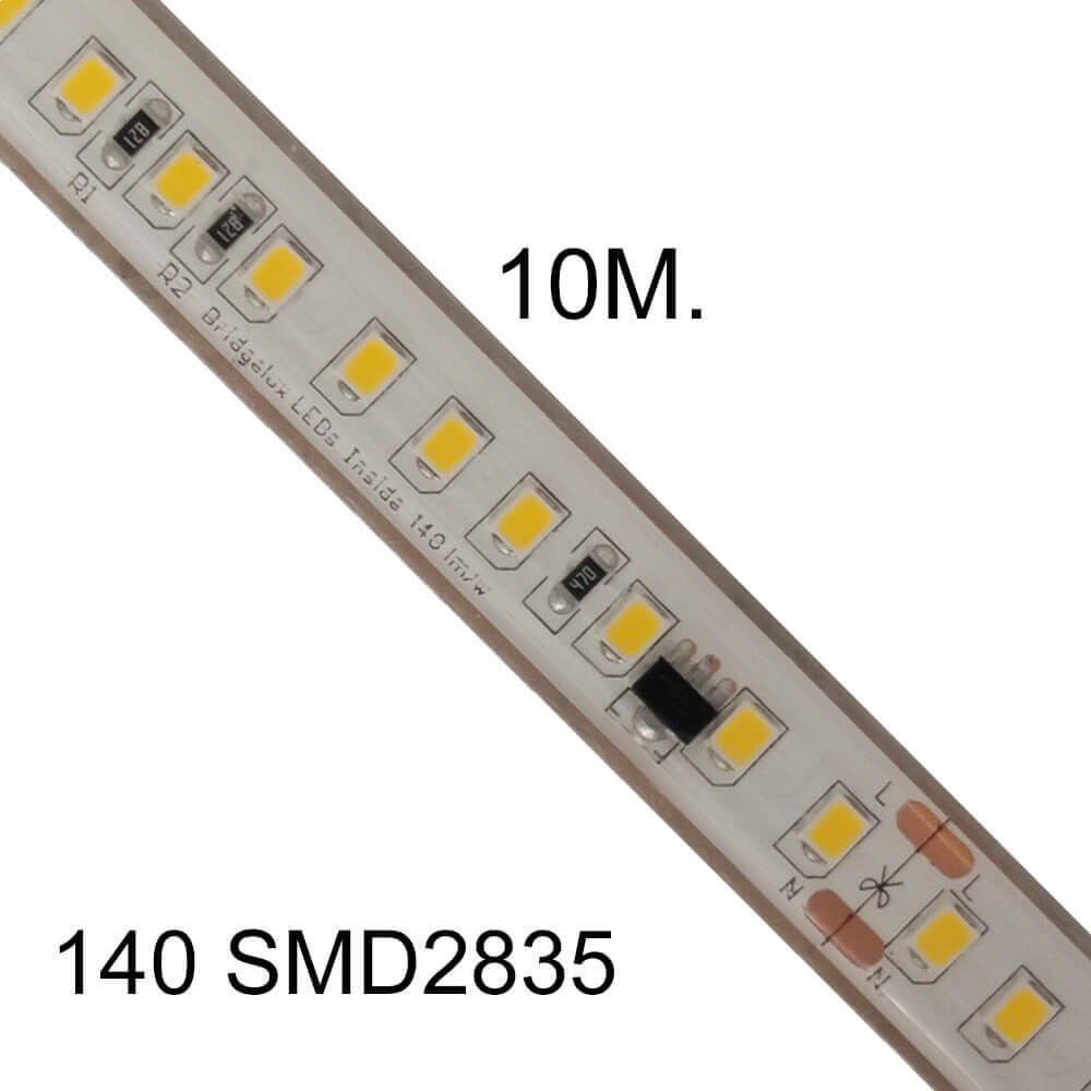 LED-Streifen 220V, 140xLED/m, 10m, SMD2835, 2566Lm/M, 19W/M