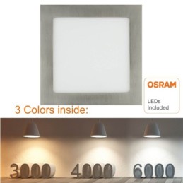 LED Einbauleuchte Quadratisch 15W Silber Rahmen - CCT - OSRAM CHIP DURIS E 2835