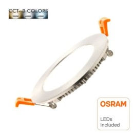 LED Einbauleuchte Rund 8W Silber Rahmen - CCT - OSRAM CHIP DURIS E 2835