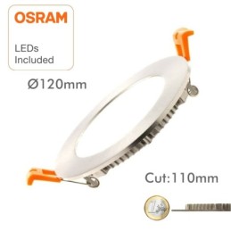 LED Einbauleuchte Rund 8W Silber Rahmen - CCT - OSRAM CHIP DURIS E 2835